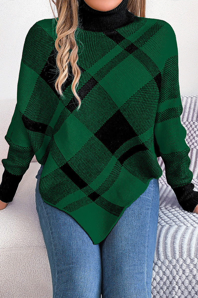 Plaid Pattern Loose Fit Sweater