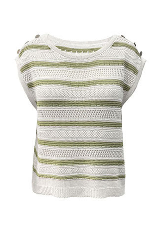 Striped Button-Detail Sweater Vest