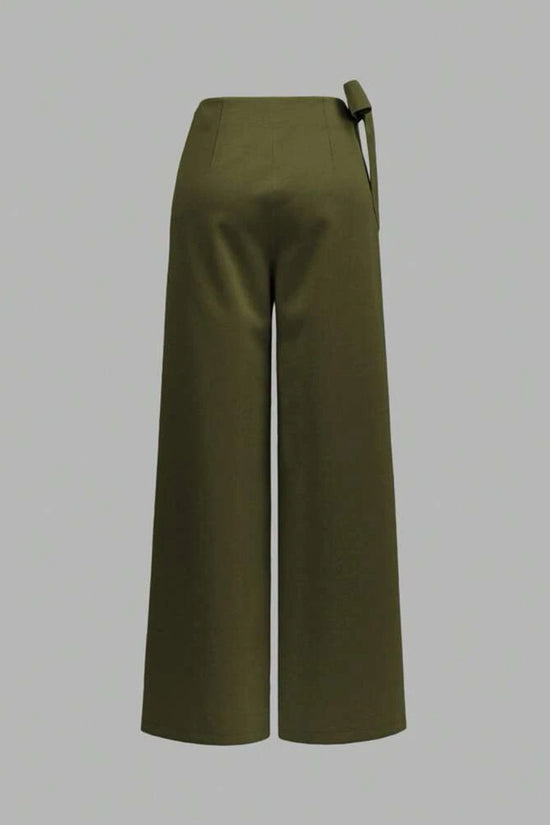 Wrap Front Wide-Leg Casual Pants