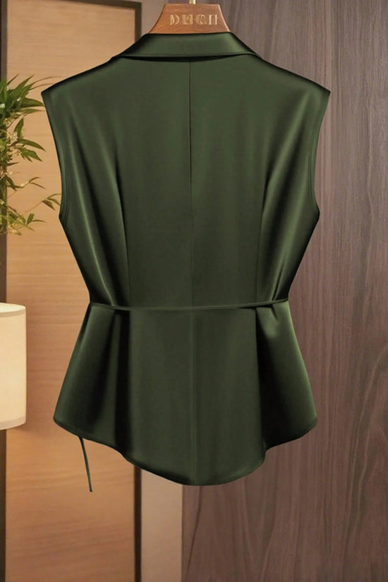 Draped Sleeveless Wrap Blouse