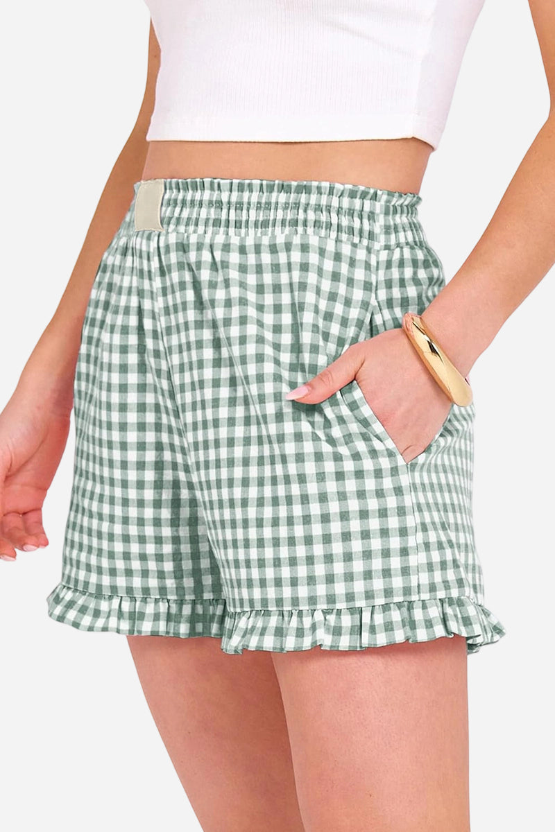 Gingham Frilled Casual Shorts