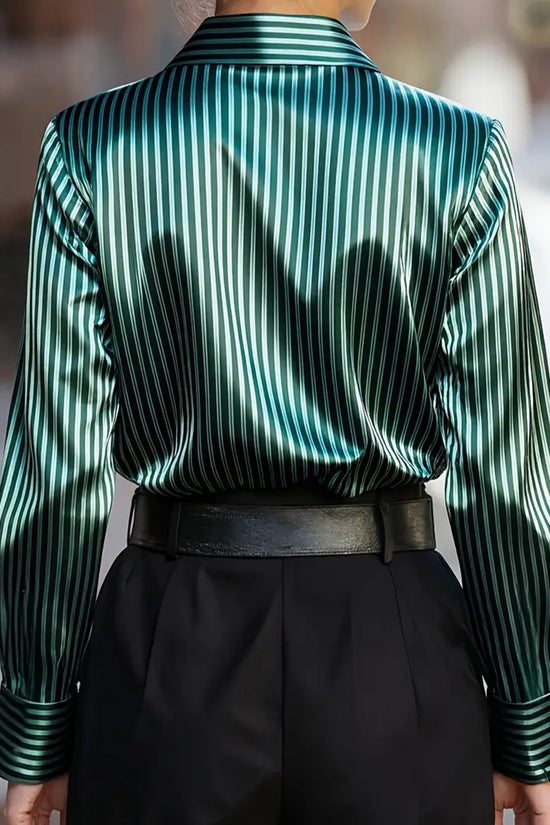 Striped Long Sleeve Button-Up Blouse