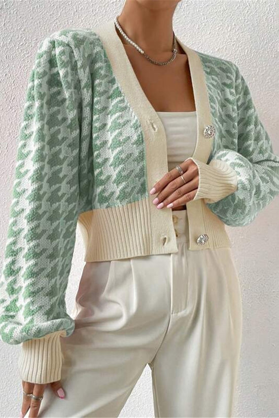 Patterned Button-Up Cardigan