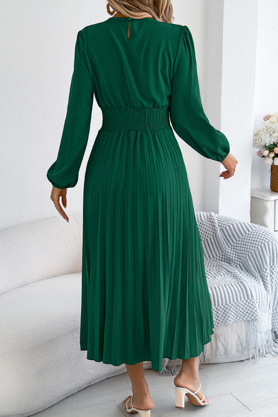 Pleated Long Sleeve Casual Dress