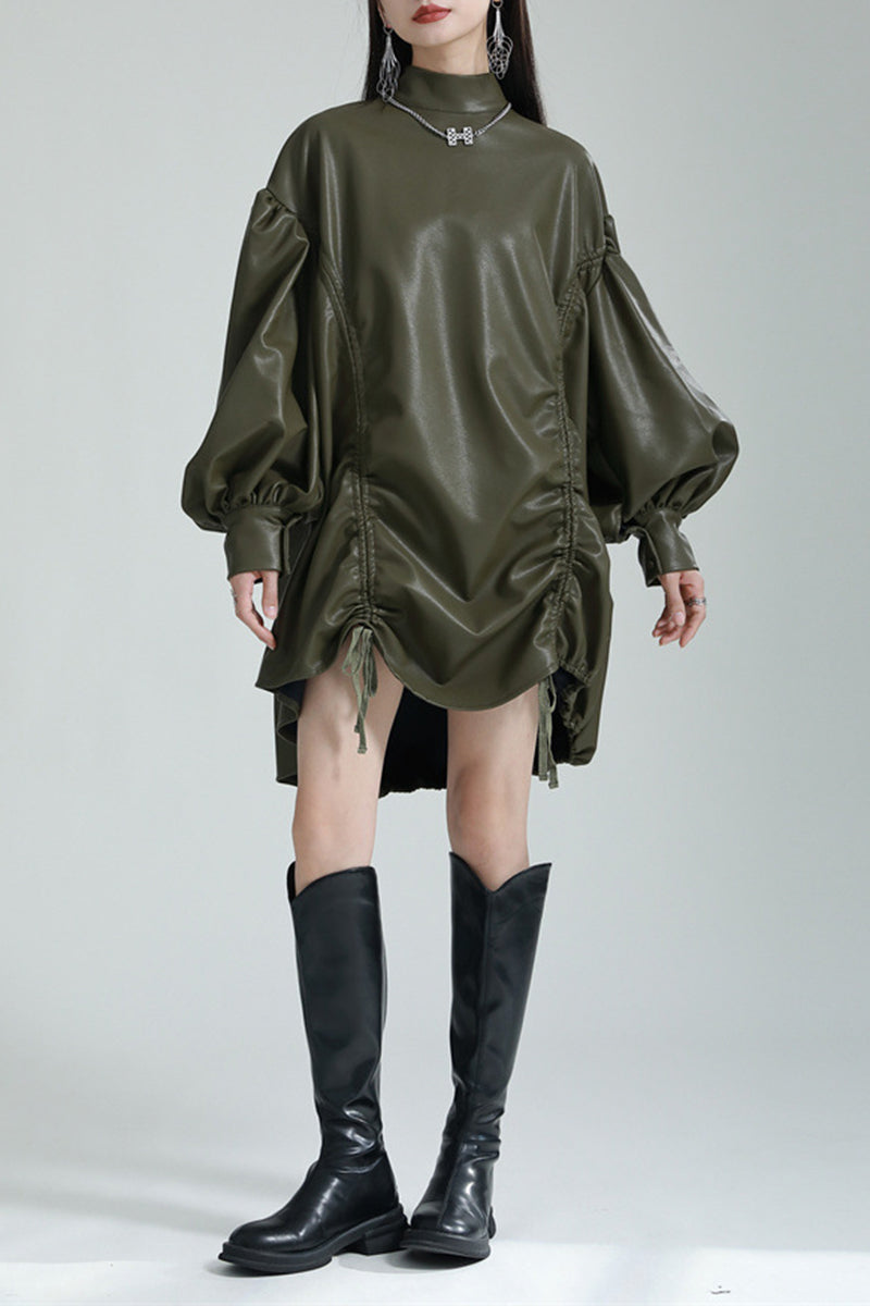 Elegant Oversized Balloon Sleeve Dress