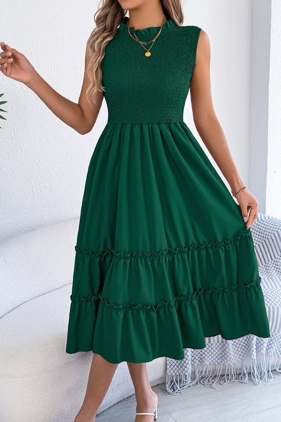 Sleeveless Smocked Casual Dress