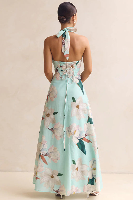 Floral Halter Neck Maxi Dress