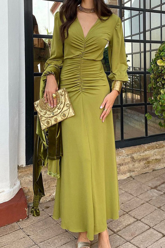 Ruched Long Sleeve Bodycon Dress