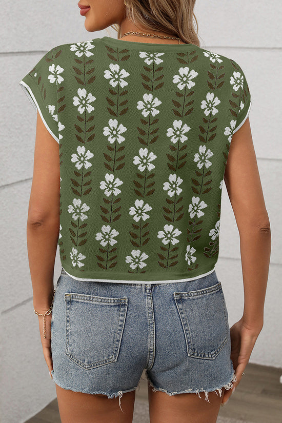 Floral Pattern Sweater Vest