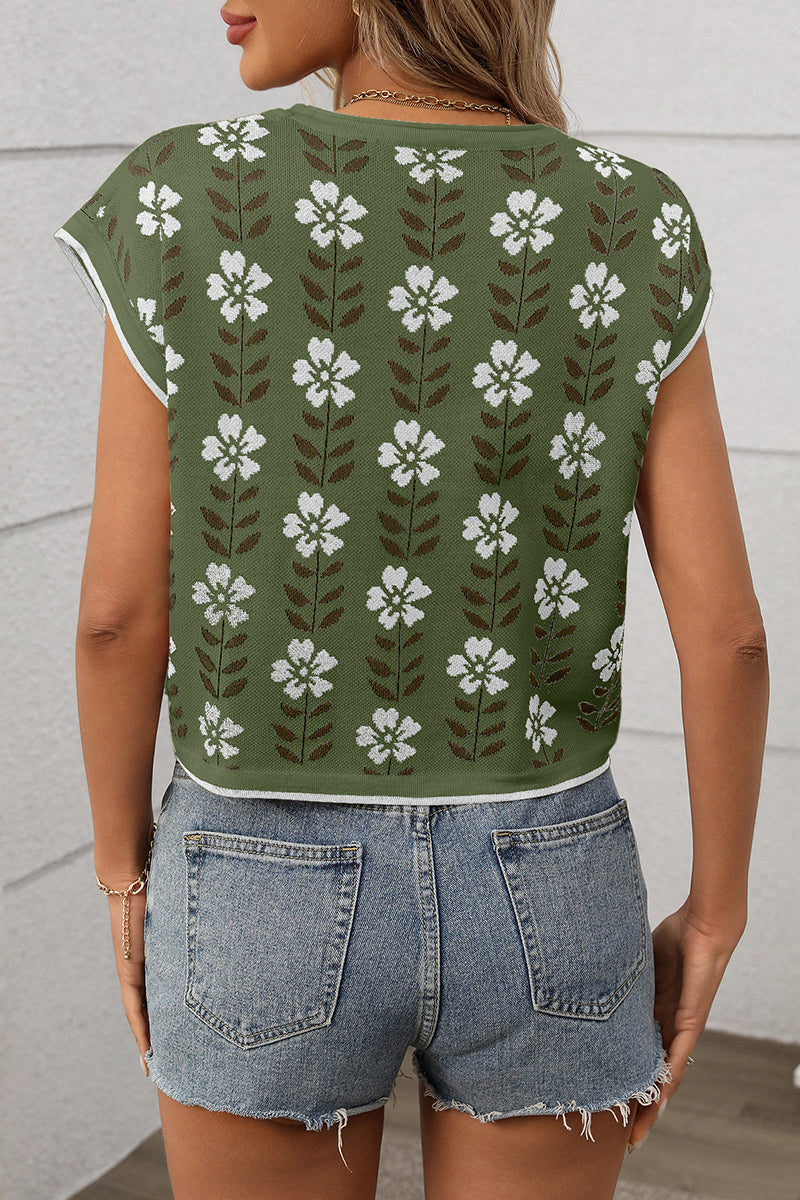 Floral Pattern Sweater Vest