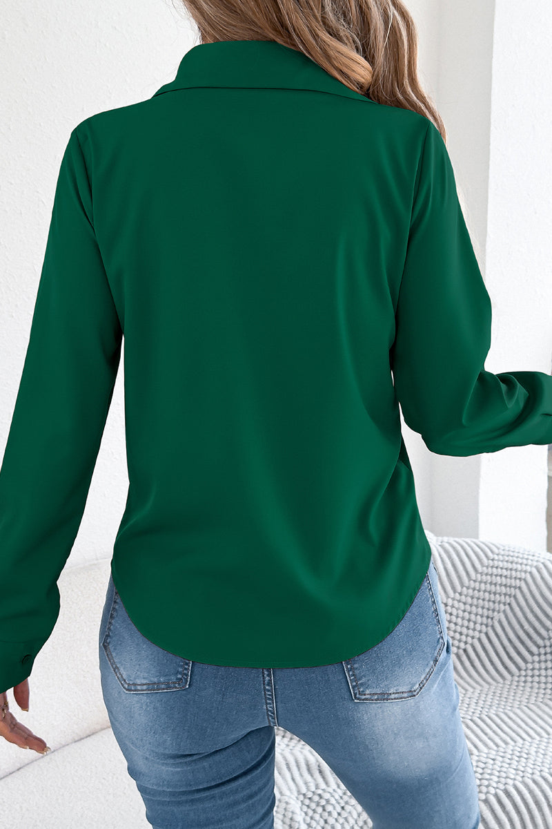 Pleated Long Sleeve Blouse