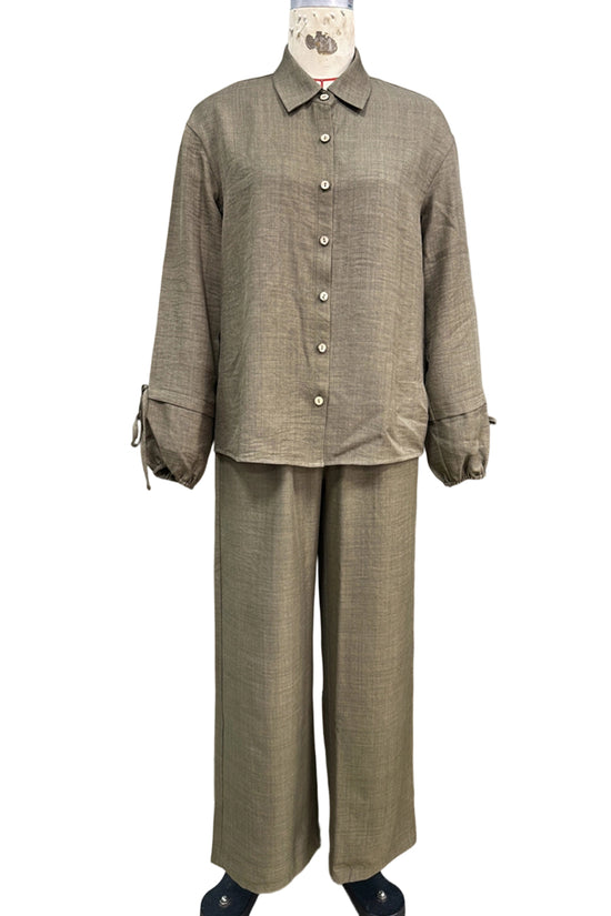 Relaxed Fit Collared Two-Piece Set