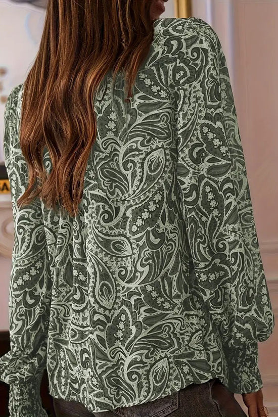 Paisley Patterned Long Sleeve Blouse