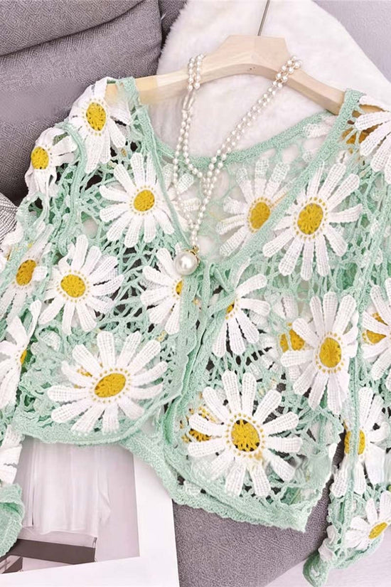 Crochet Tie Front Crop Top