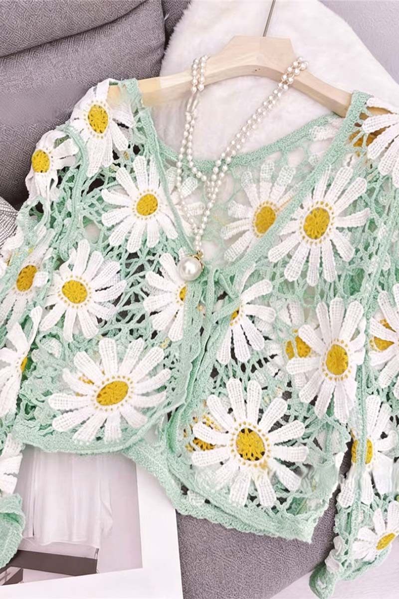 Crochet Tie Front Crop Top