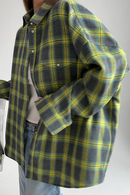 Plaid Oversized Button-Up Shirt