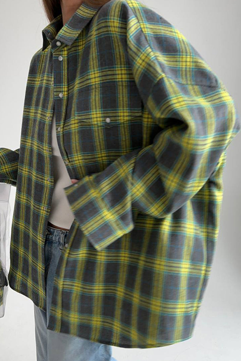 Plaid Oversized Button-Up Shirt