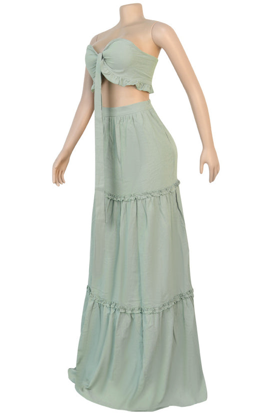 Elegant Bow Tie Skirt Set