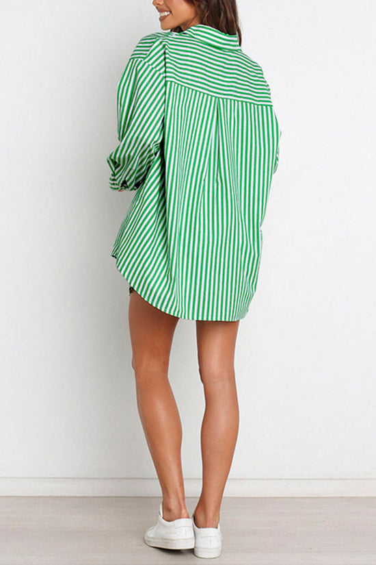 Striped Oversized Shirt and Shorts Set