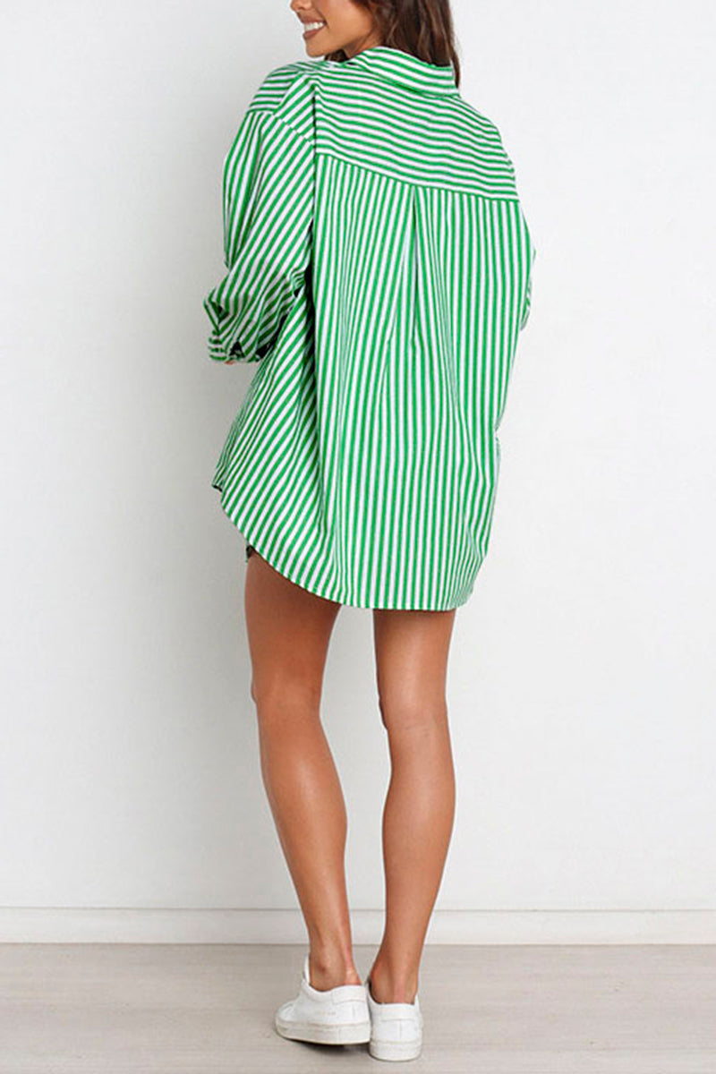 Striped Oversized Shirt and Shorts Set