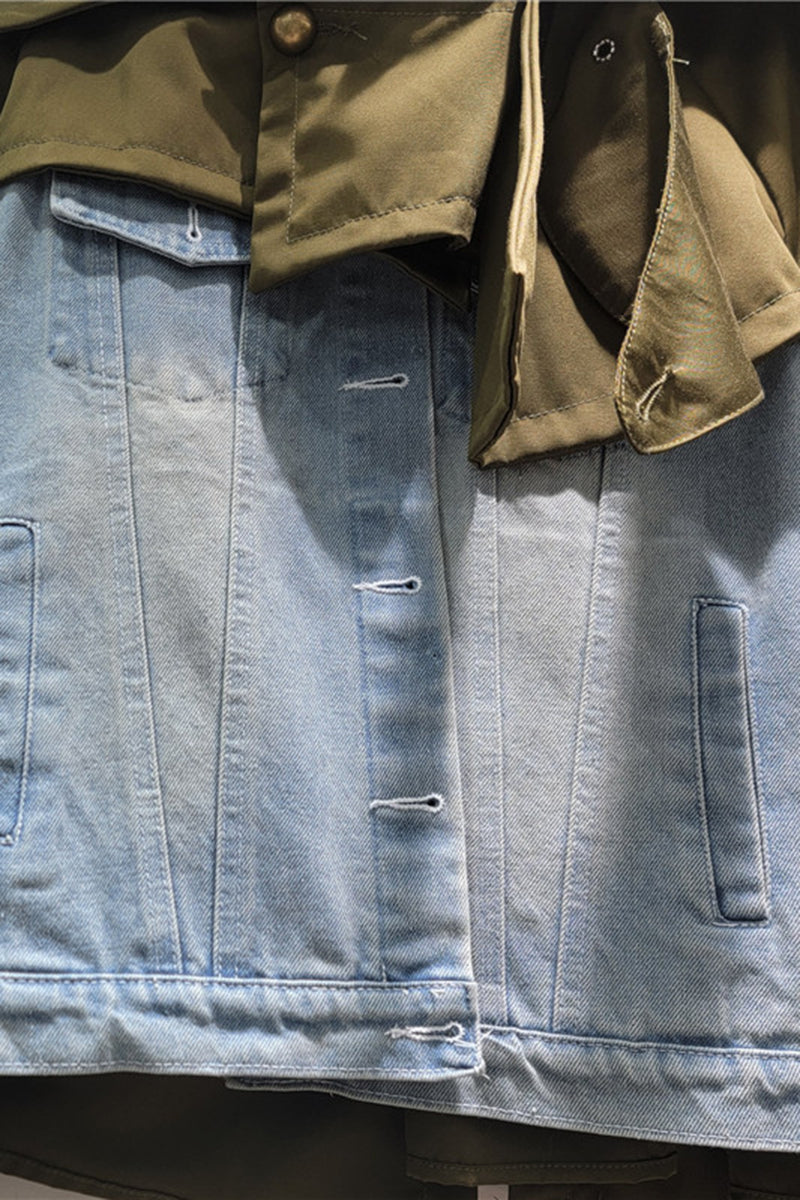 Stylish Denim Jacket with Scarf Detail