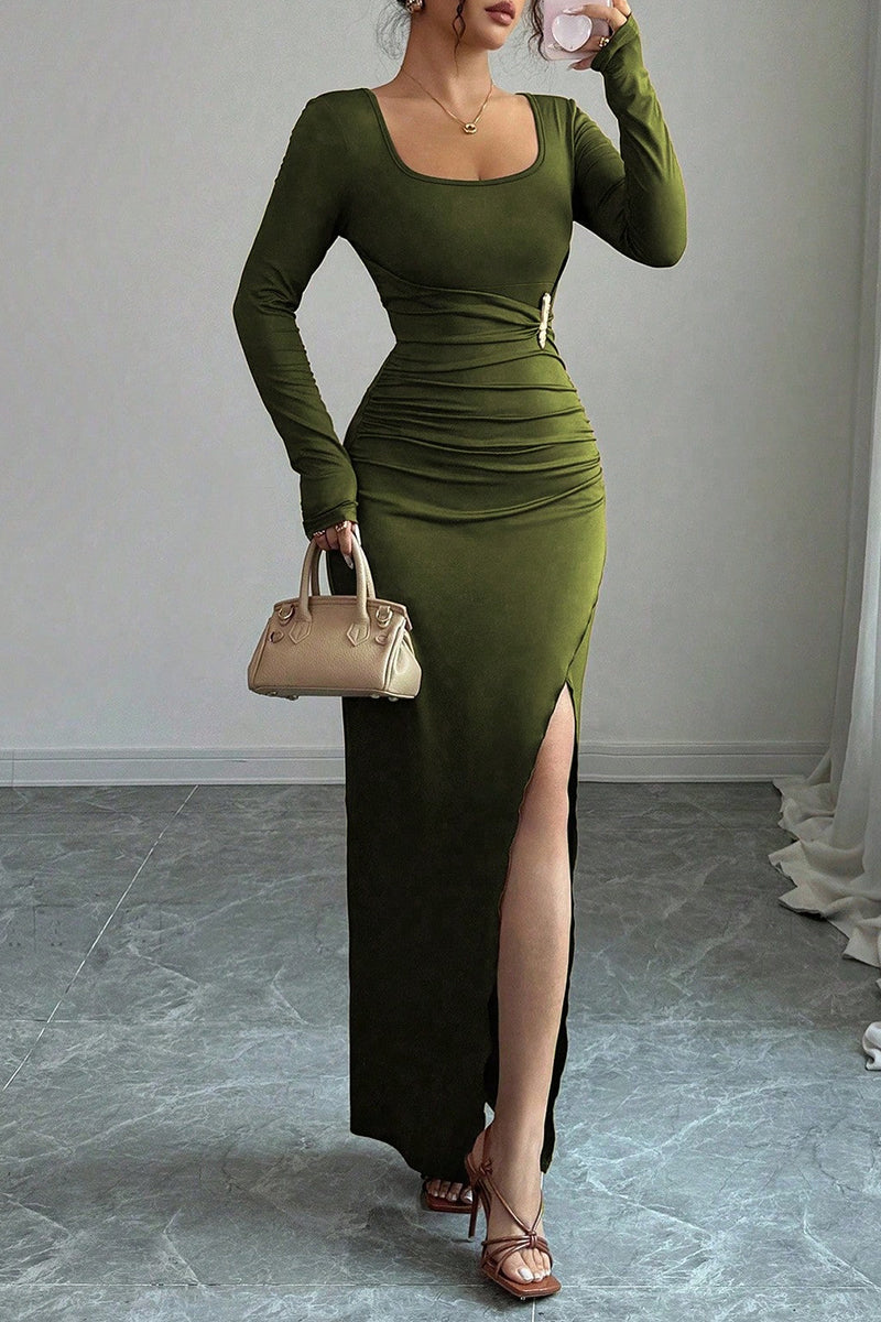 Elegant Long Sleeve Casual Maxi Dress