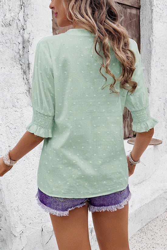 Elegant Eyelet V-Neck Blouse