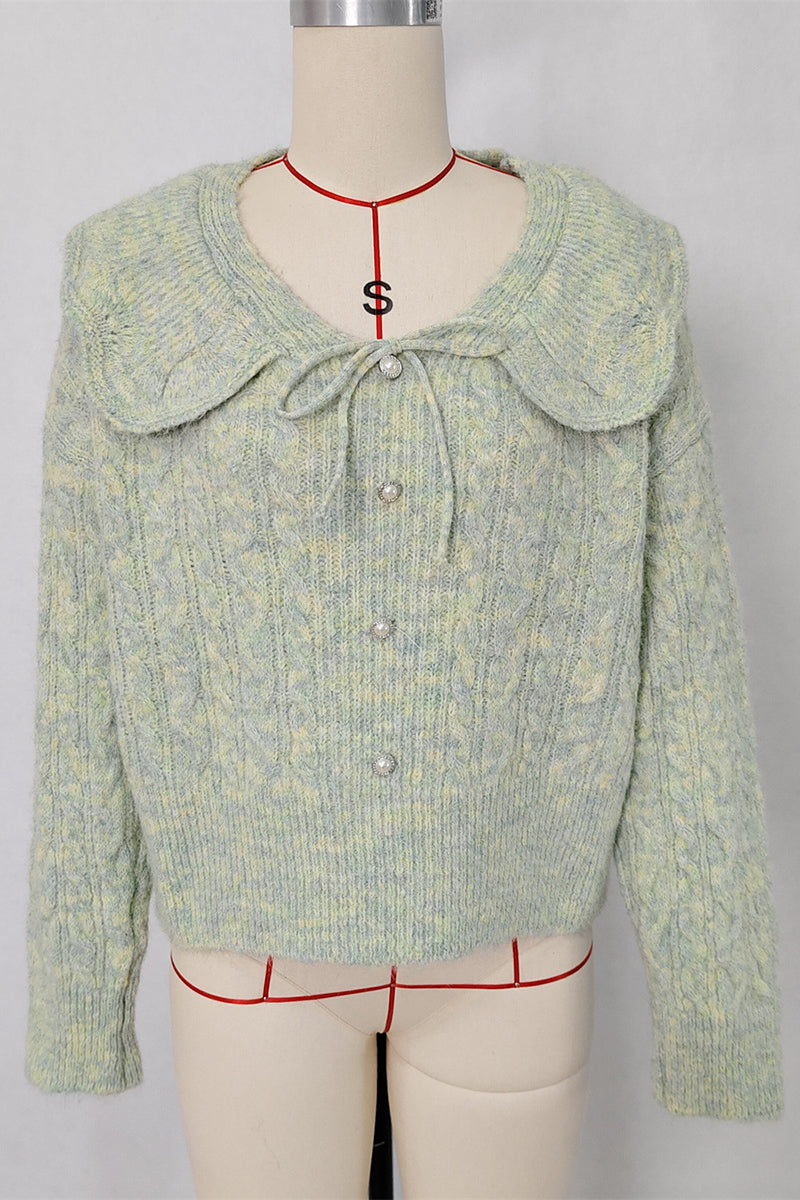 Cable Knit Sweater with Scalloped Collar