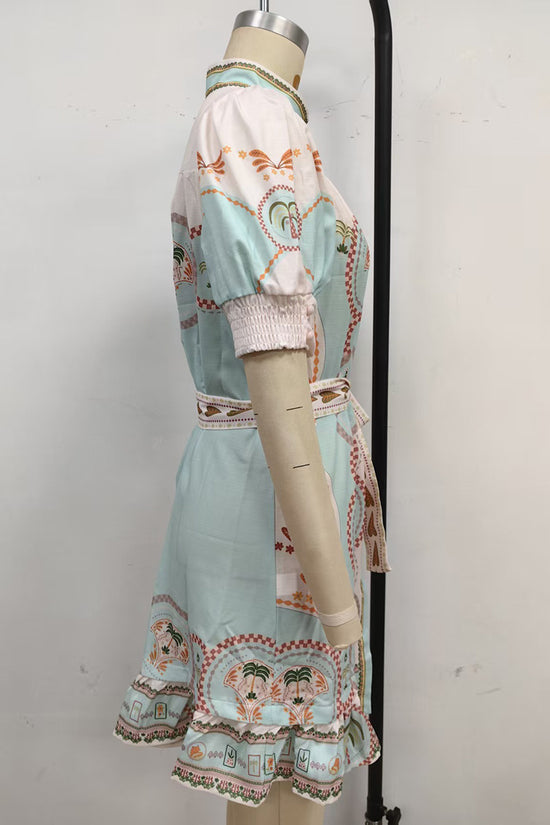 Boho Belted Short Sleeve Dress