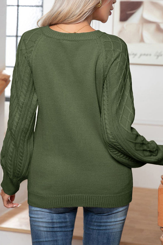 Button-Front Cable Knit Sweater