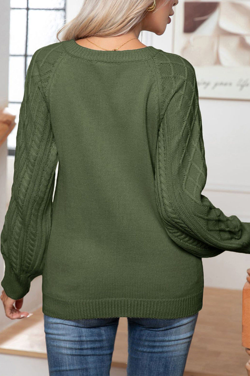 Button-Front Cable Knit Sweater