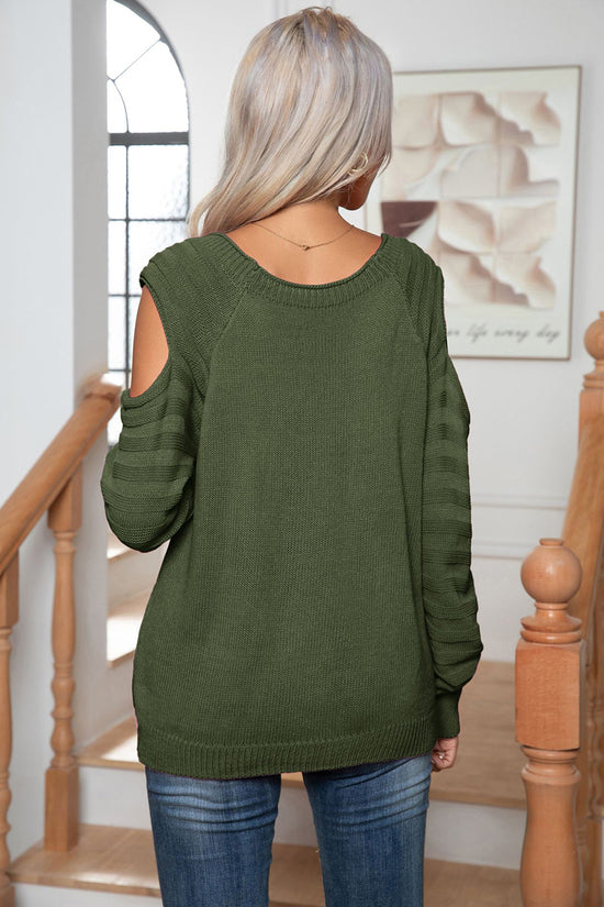 Cutout Button Sweater