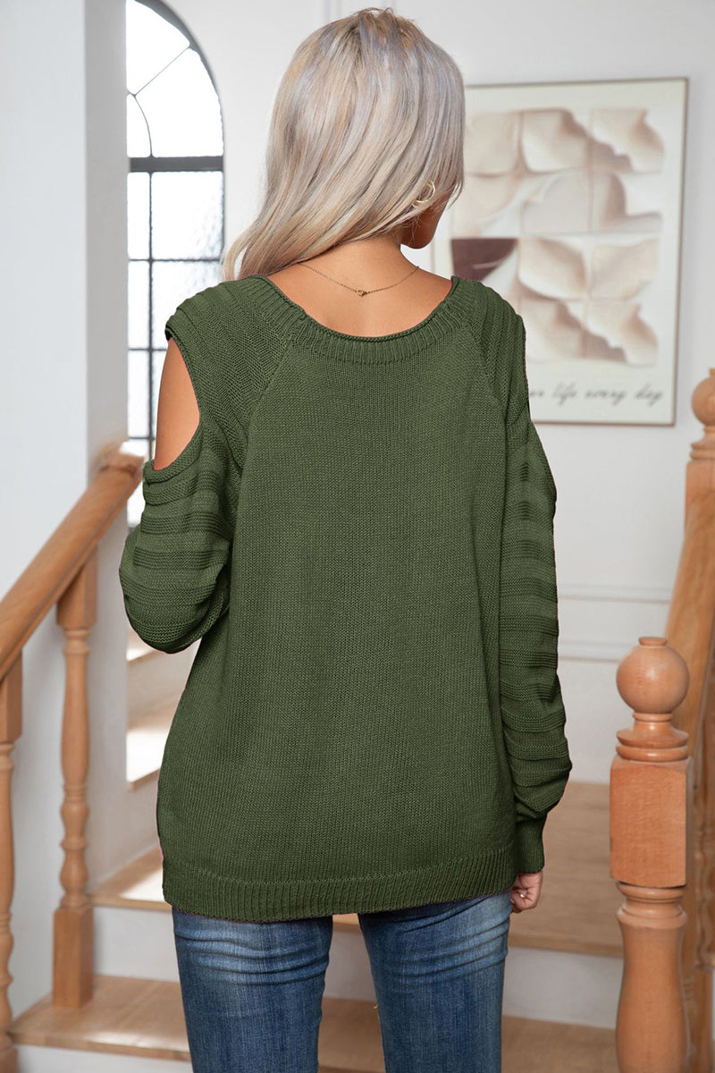Cutout Button Sweater