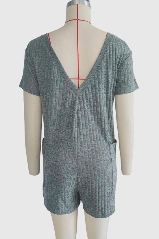 Ribbed Texture Casual Romper