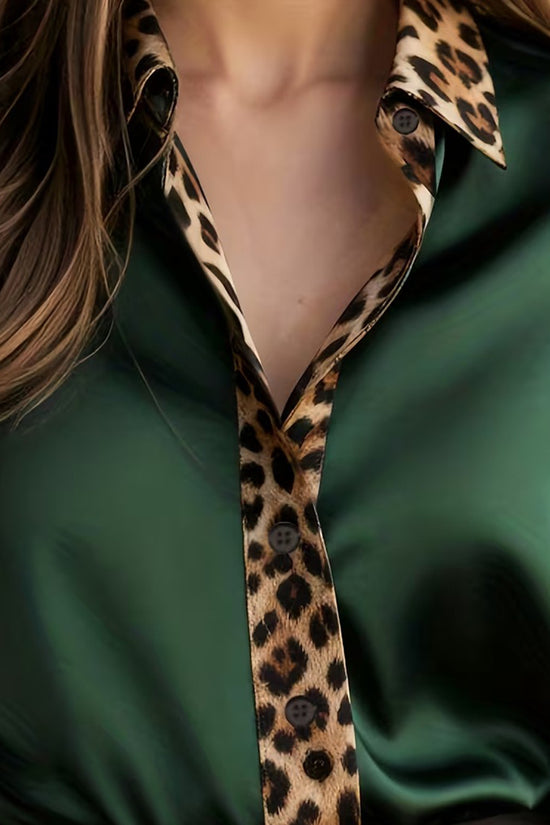 Chic Blouse with Animal Print Trim