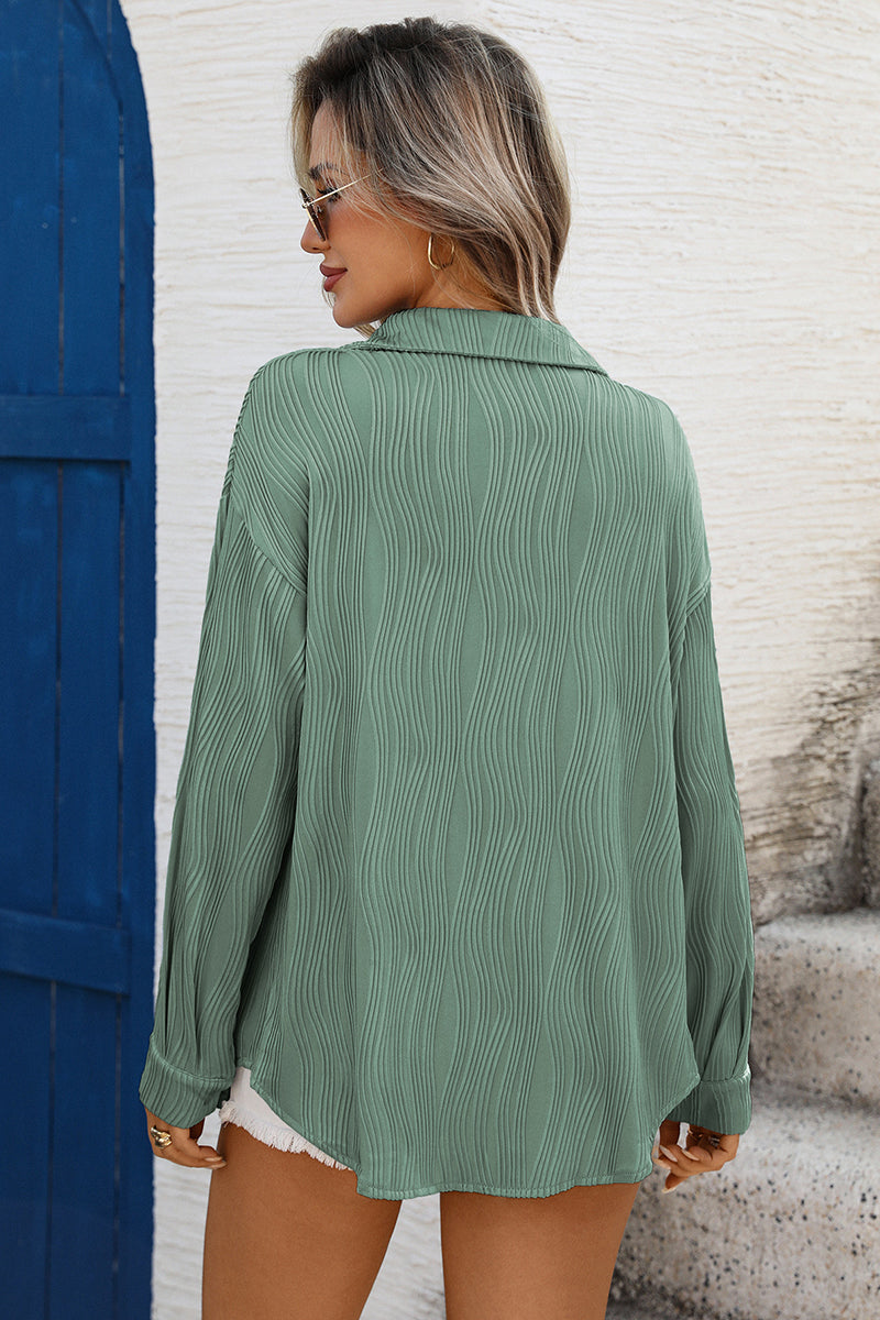 Textured Long Sleeve Blouse