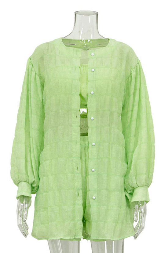 Elegant Three Piece Button-Up Set