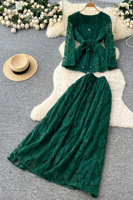 Elegant Lace Long Skirt Set