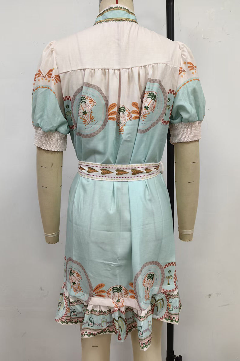 Boho Belted Short Sleeve Dress