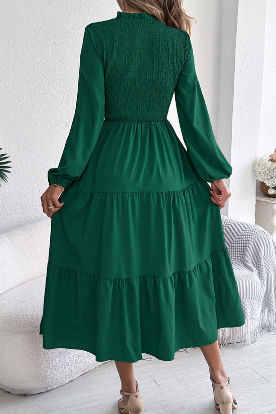 Long Sleeve Layered Casual Midi Dress