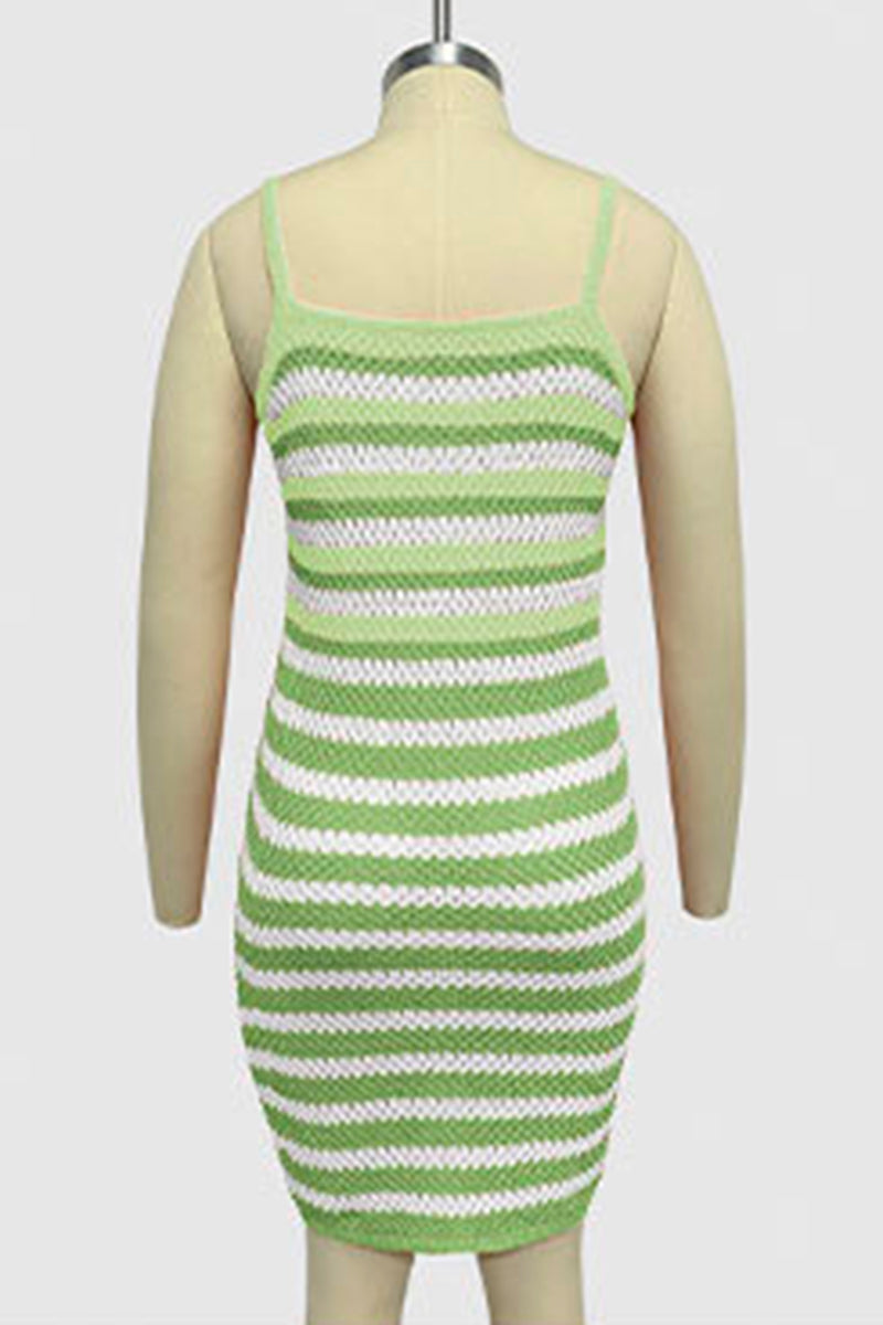 Striped Sleeveless Knit Casual Dress