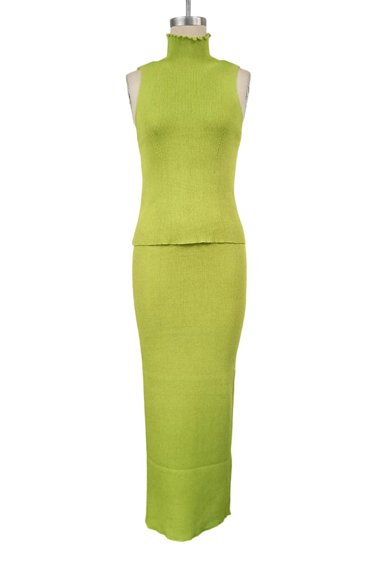 Sleeveless Turtleneck Skirt Set
