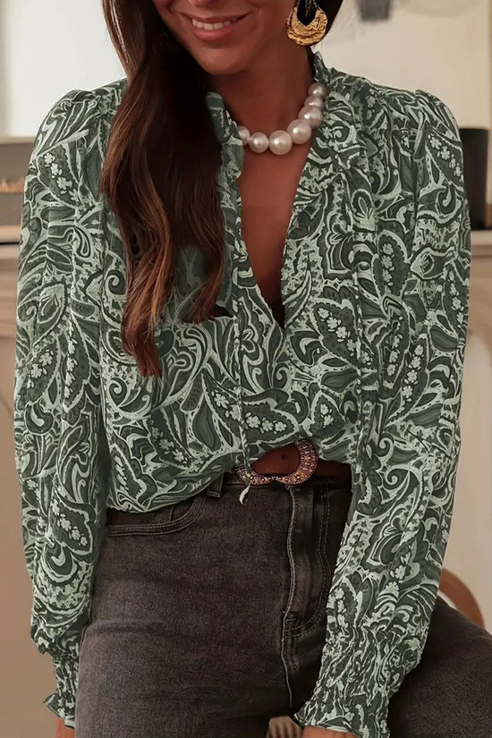 Paisley Patterned Long Sleeve Blouse