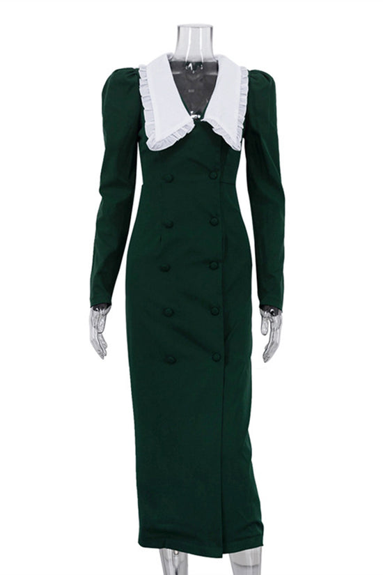 Vintage Double-Breasted Casual Dress