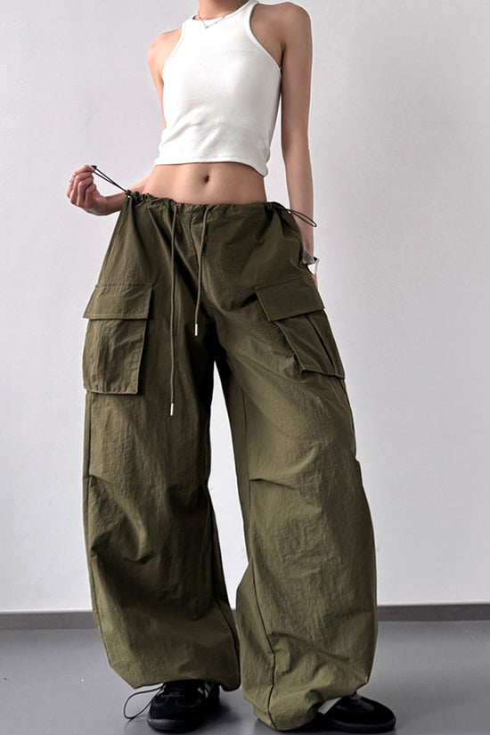 Floral Wide-Leg Cargo Pants