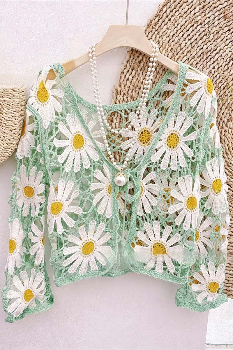Crochet Tie Front Crop Top