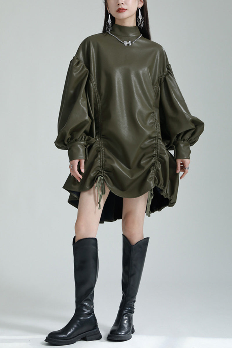 Elegant Oversized Balloon Sleeve Dress