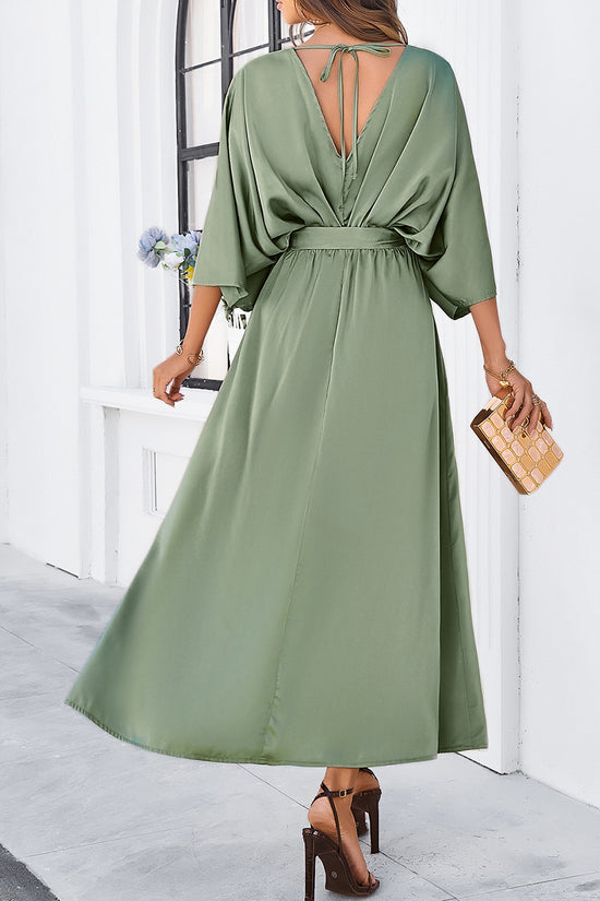 V-Neck Tie-Waist Casual Dress