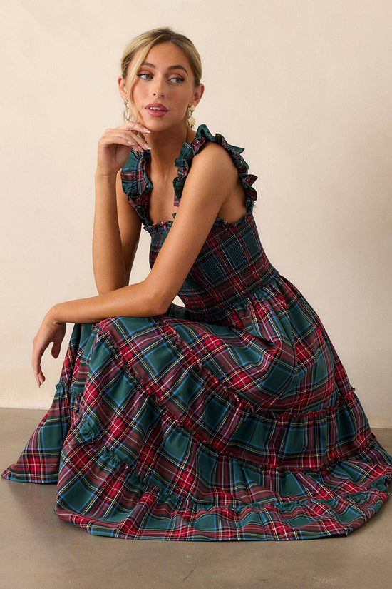 Ruffled Plaid Sleeveless Casual Dress