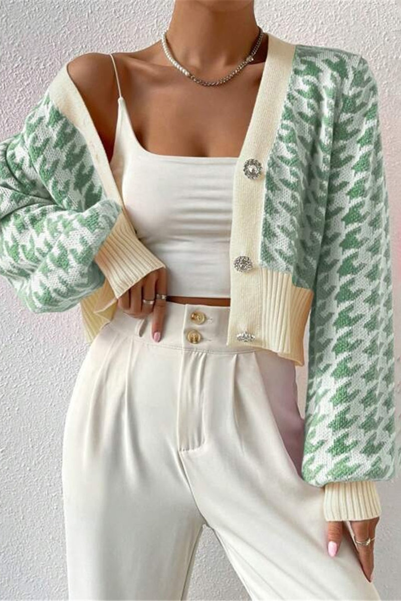 Patterned Button-Up Cardigan